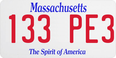 MA license plate 133PE3