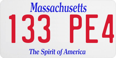 MA license plate 133PE4