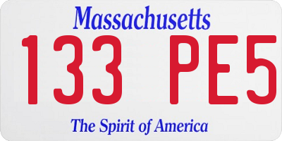 MA license plate 133PE5