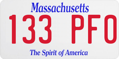 MA license plate 133PF0