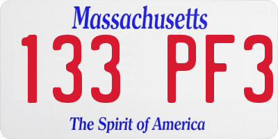 MA license plate 133PF3
