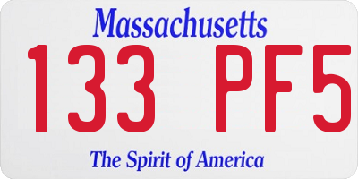 MA license plate 133PF5