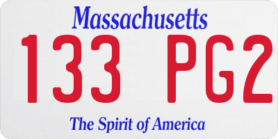 MA license plate 133PG2