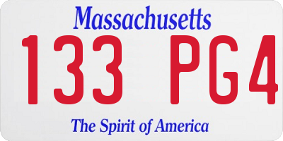 MA license plate 133PG4