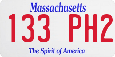 MA license plate 133PH2
