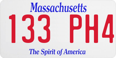 MA license plate 133PH4