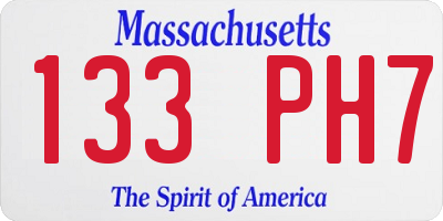 MA license plate 133PH7