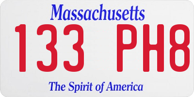 MA license plate 133PH8