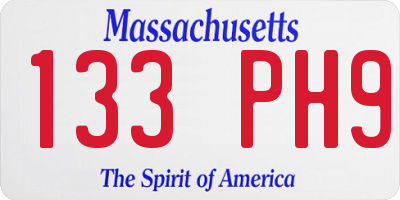 MA license plate 133PH9