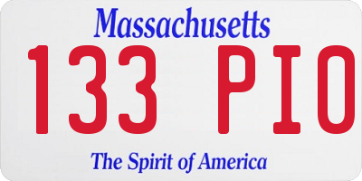 MA license plate 133PI0