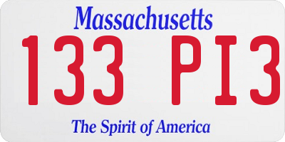 MA license plate 133PI3