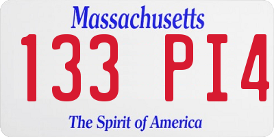 MA license plate 133PI4