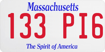 MA license plate 133PI6
