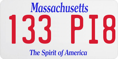 MA license plate 133PI8