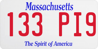 MA license plate 133PI9