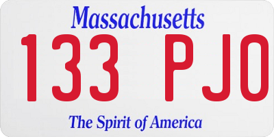 MA license plate 133PJ0