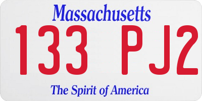MA license plate 133PJ2