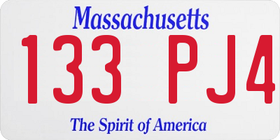 MA license plate 133PJ4