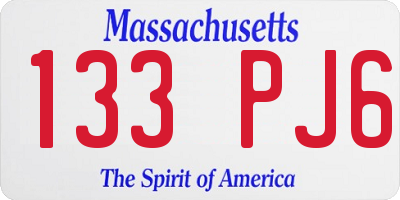 MA license plate 133PJ6