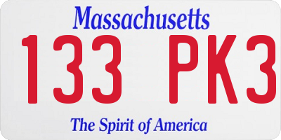 MA license plate 133PK3