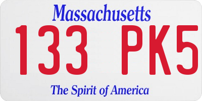 MA license plate 133PK5