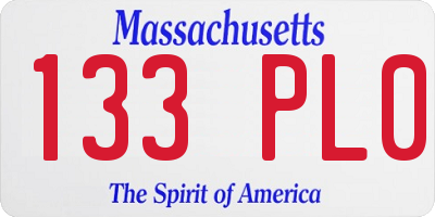MA license plate 133PL0