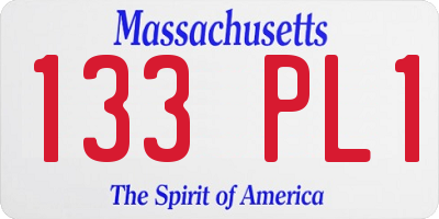MA license plate 133PL1