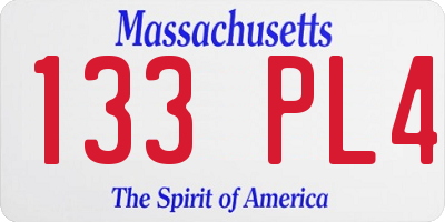 MA license plate 133PL4