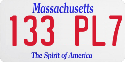 MA license plate 133PL7