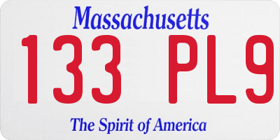 MA license plate 133PL9