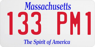 MA license plate 133PM1