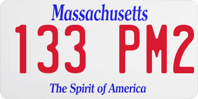 MA license plate 133PM2