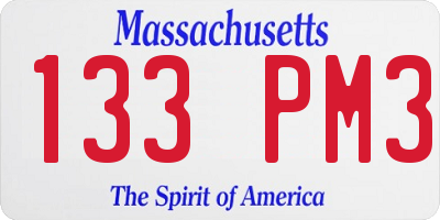 MA license plate 133PM3