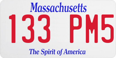 MA license plate 133PM5