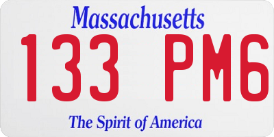 MA license plate 133PM6