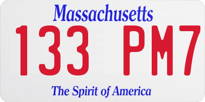 MA license plate 133PM7