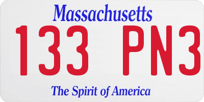 MA license plate 133PN3