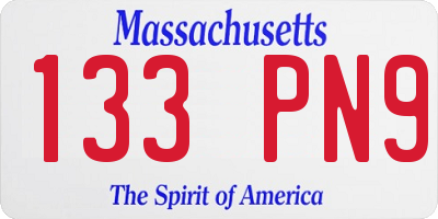 MA license plate 133PN9