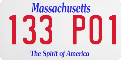 MA license plate 133PO1
