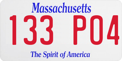 MA license plate 133PO4