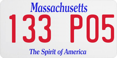MA license plate 133PO5