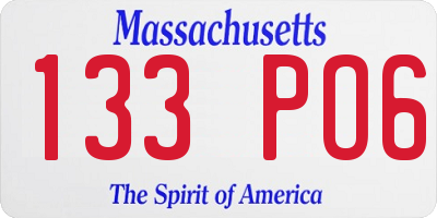 MA license plate 133PO6
