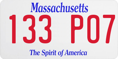 MA license plate 133PO7