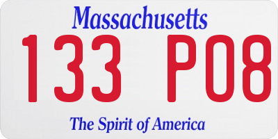 MA license plate 133PO8