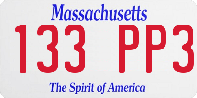 MA license plate 133PP3