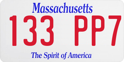 MA license plate 133PP7