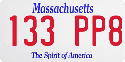 MA license plate 133PP8