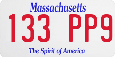MA license plate 133PP9