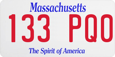 MA license plate 133PQ0