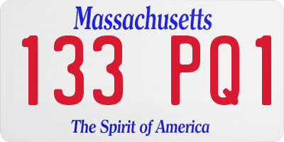 MA license plate 133PQ1